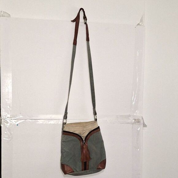 A Mona B Denim Crossbody Purse Shoulder Bag Boho Cottage Core Organizer - Picture 1 of 11